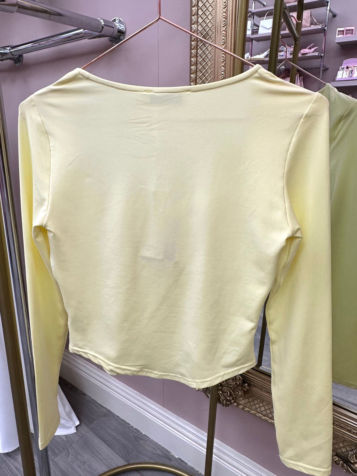 Lemon Long Sleeve Stretch Crop Top