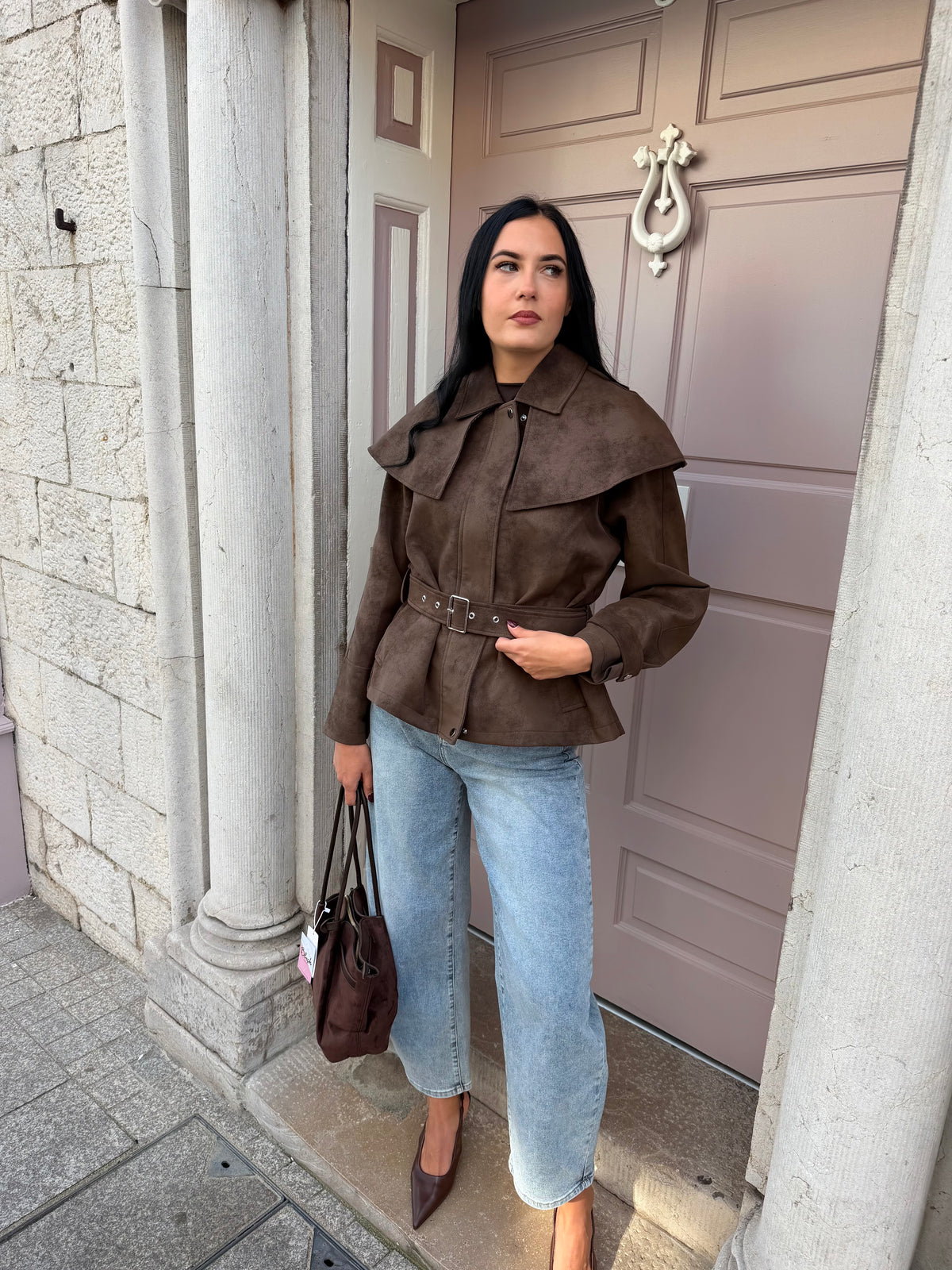 Brown Belted Trench Jacket