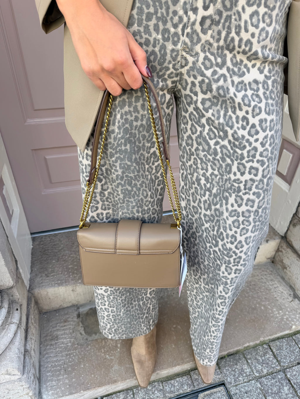Gold Chain Detail Buckle Handbag