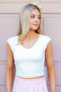 White Soft V-Neck Padded Tee