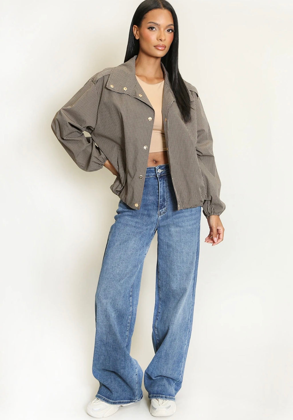 Brown Check Harrington Jacket