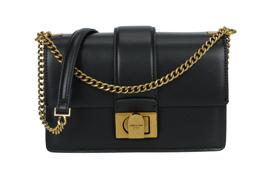 Gold Chain Detail Buckle Handbag