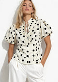 Cream Polka Dots Front Knot Blouse