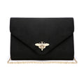 Suede Clutch Bag with Bee Shaped Clasp