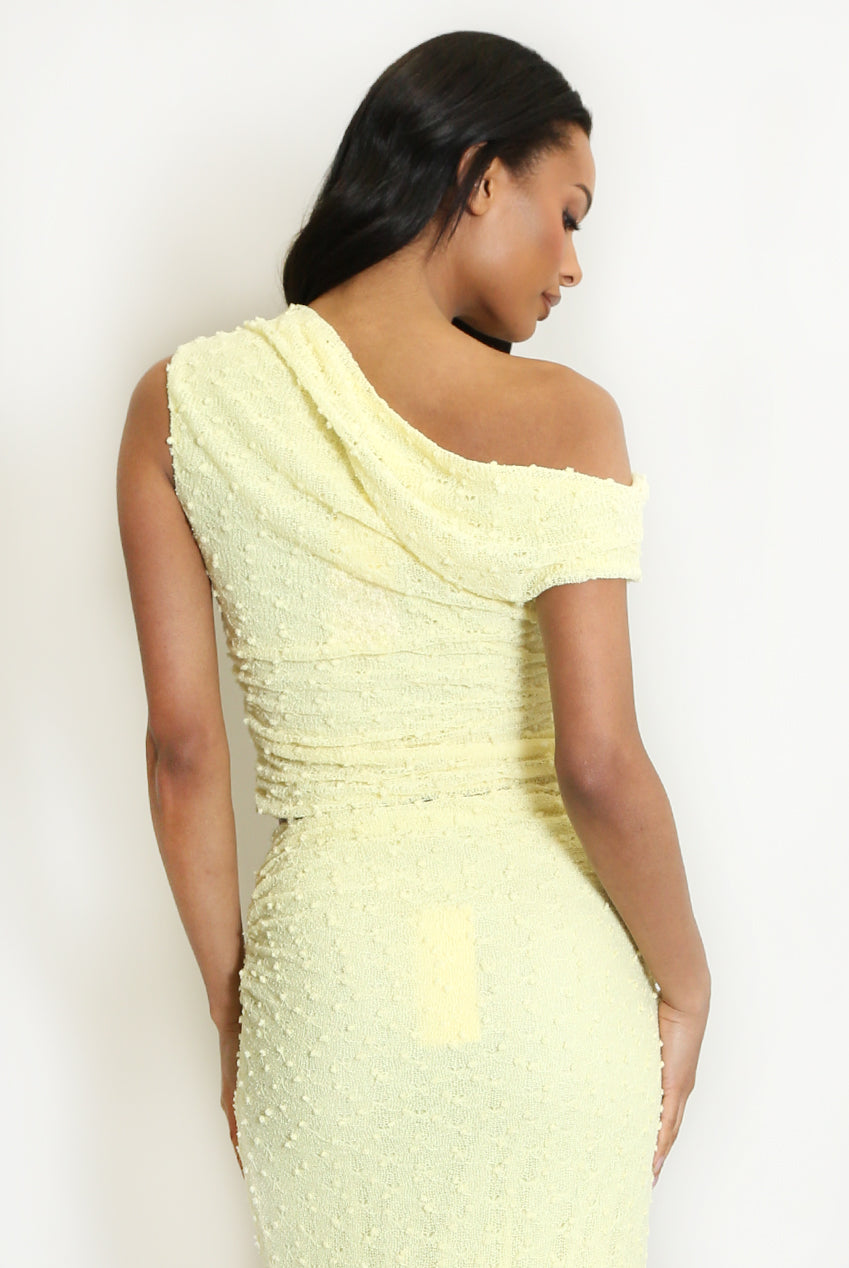 Lemon Bobble Texture Asymmetric Top