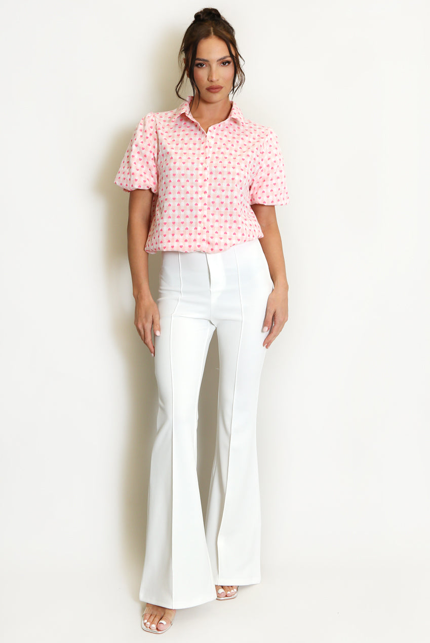 White Seam Front Flare Trouser