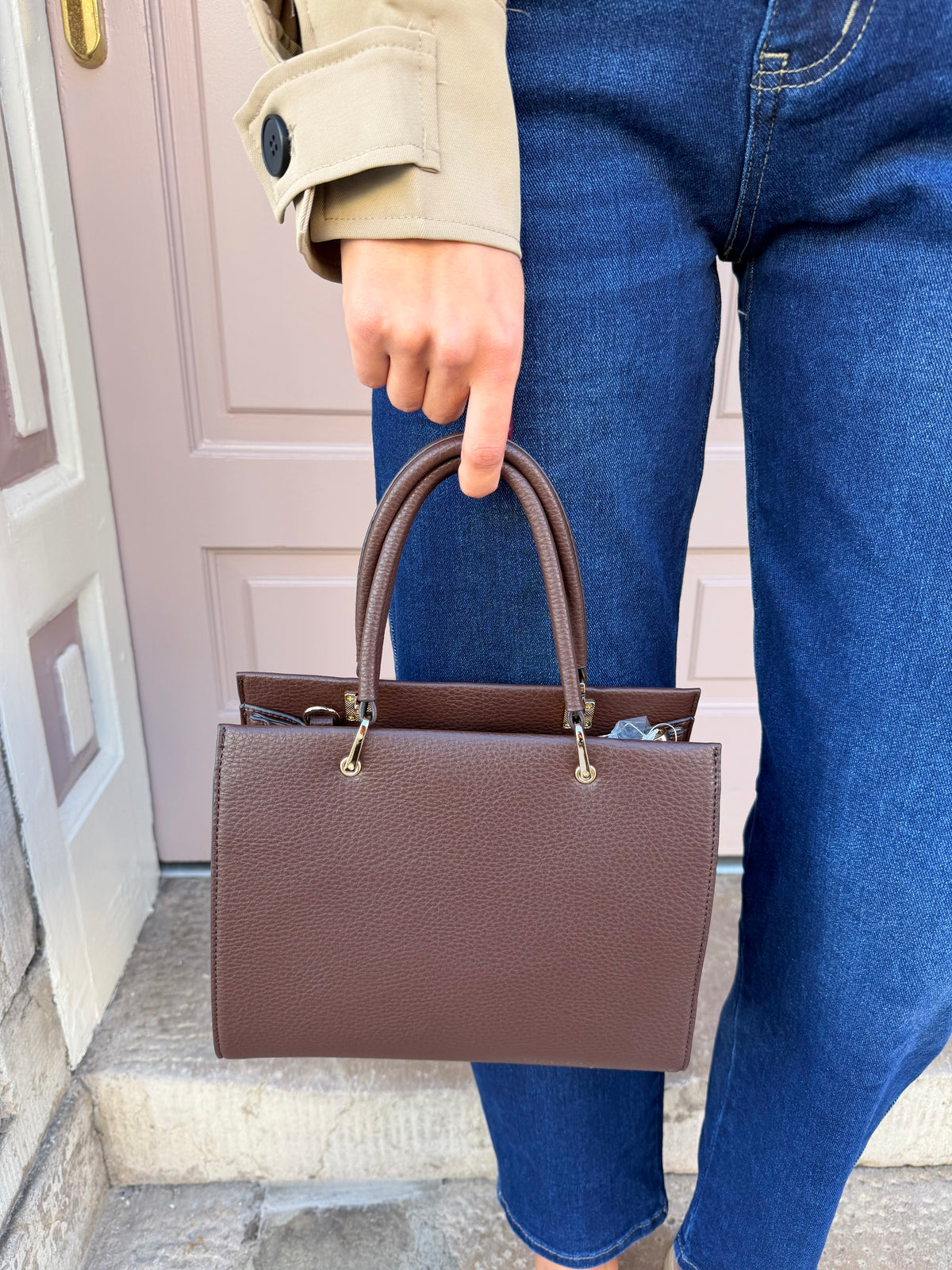 Gold Chain And Scarf Detail Handbag