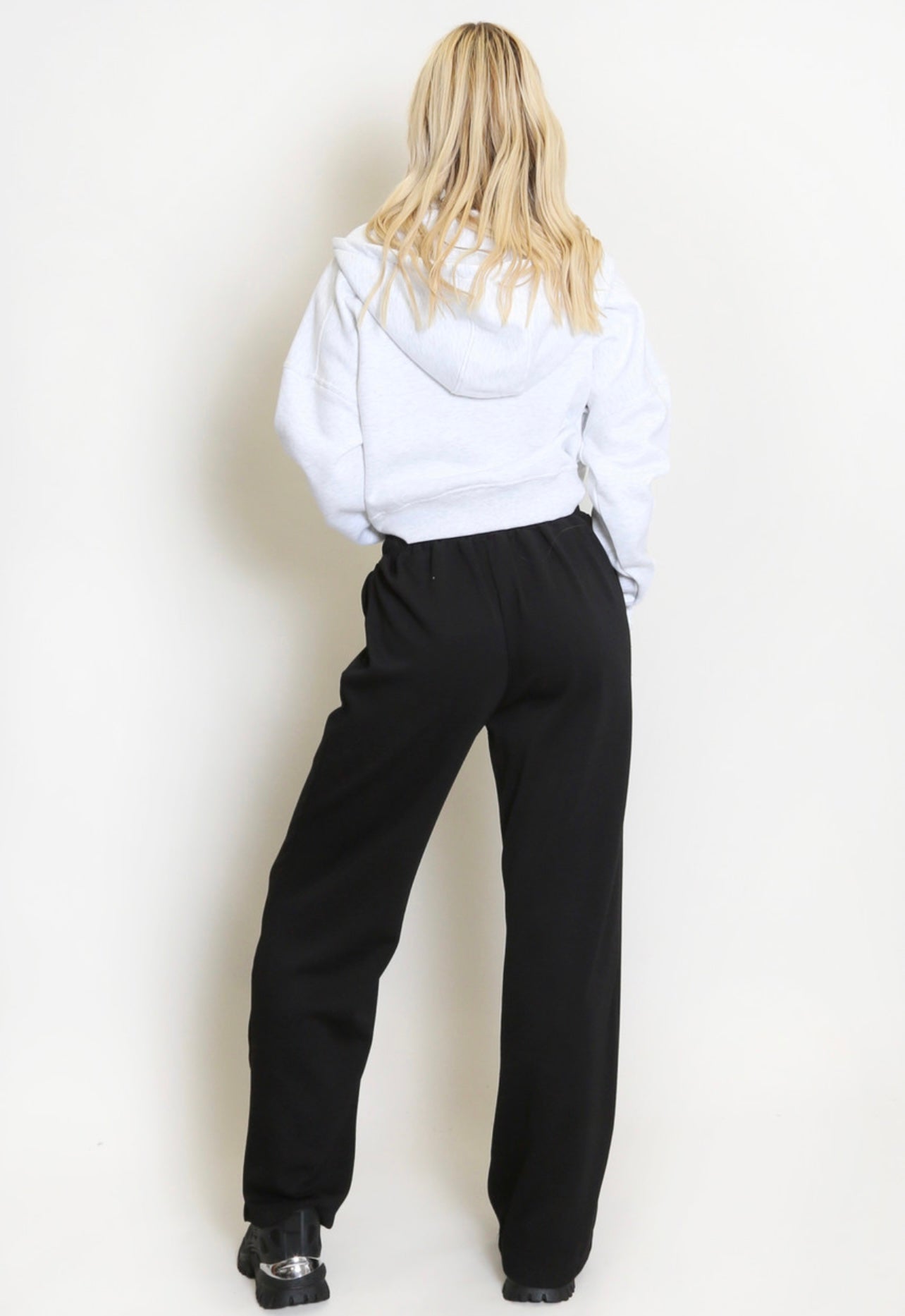 Black Pintuck Wide Leg Jogger