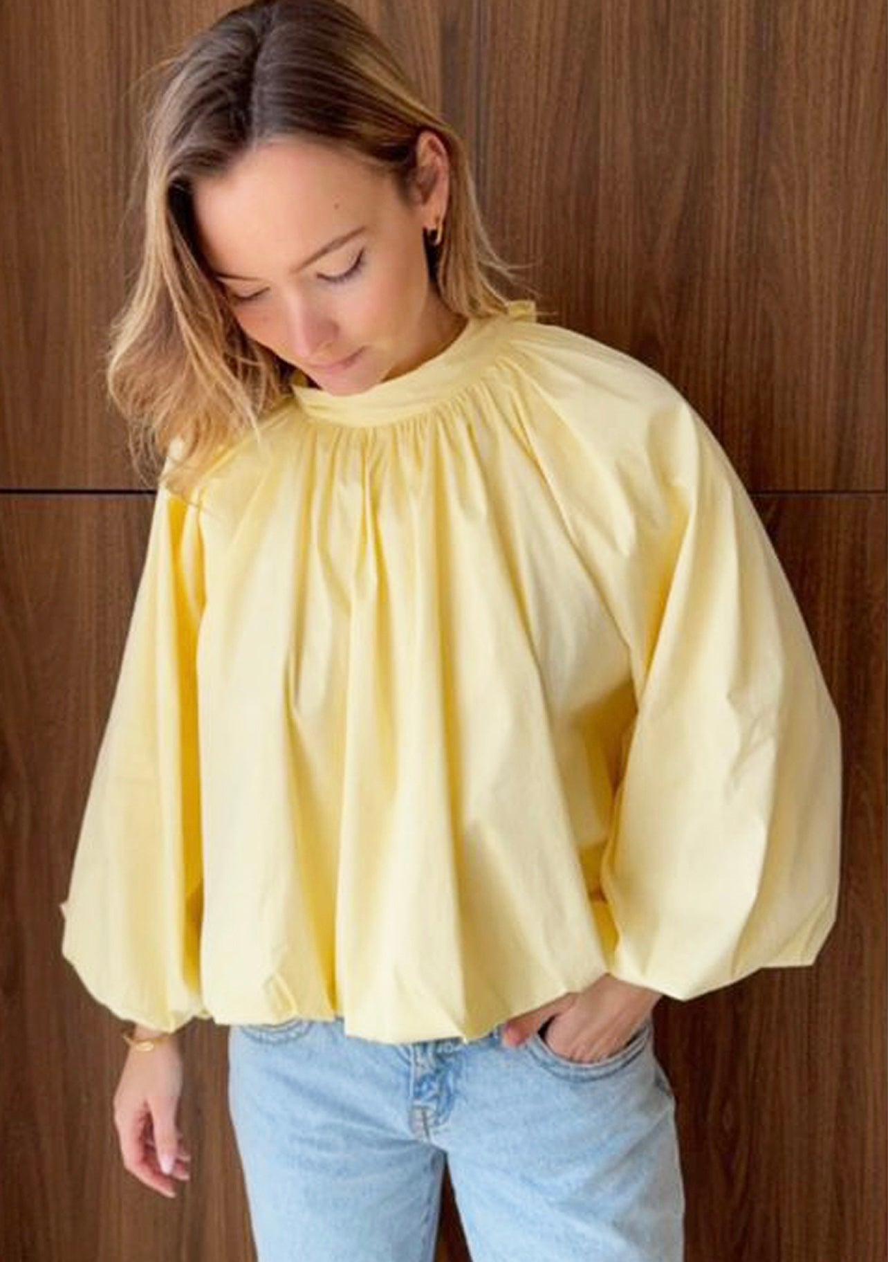 Lemon Open Back Blouse