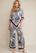 Navy Leopard Print Tunic and Trouser Set