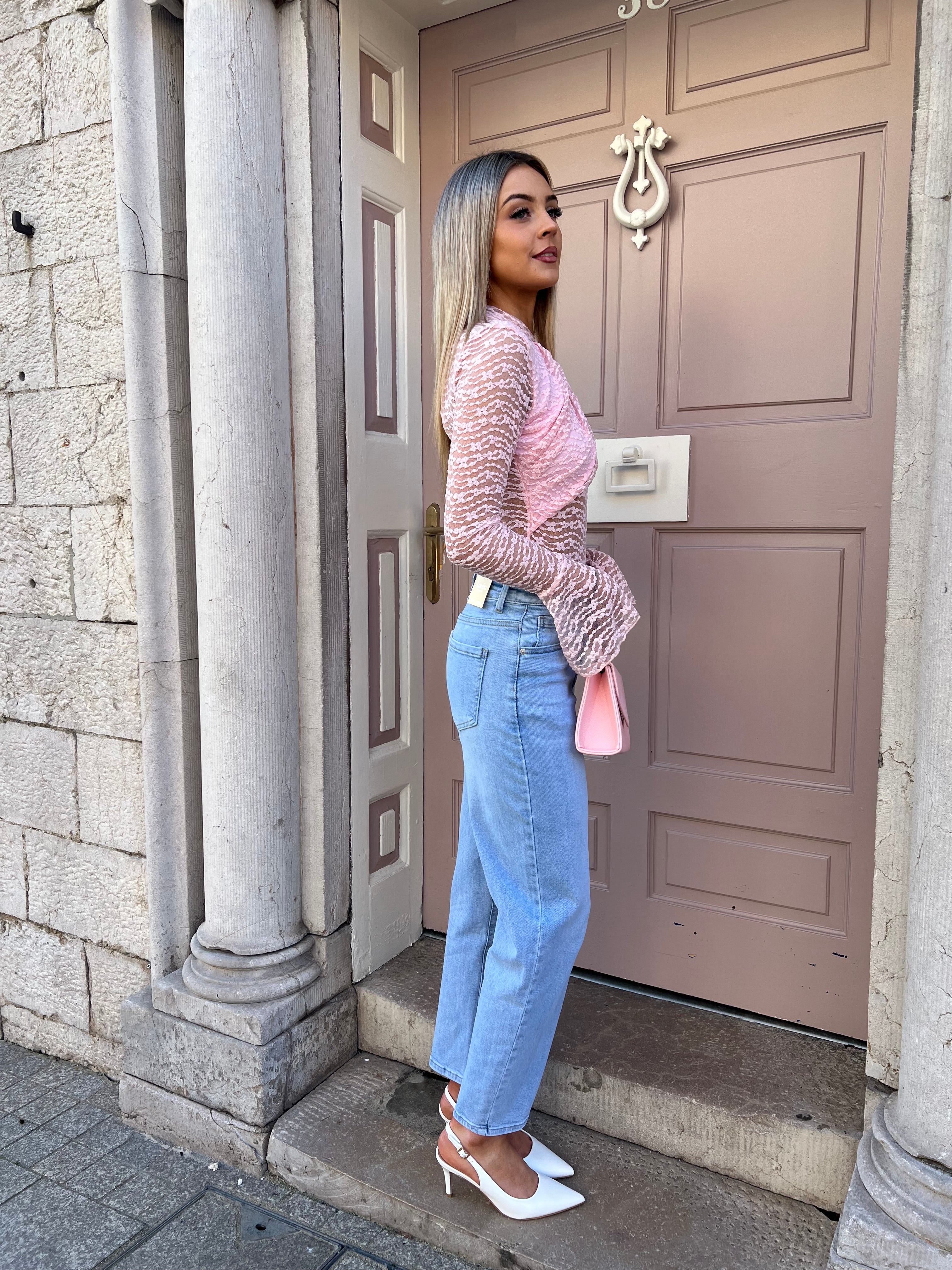 Blush Lace Draped Bodysuit