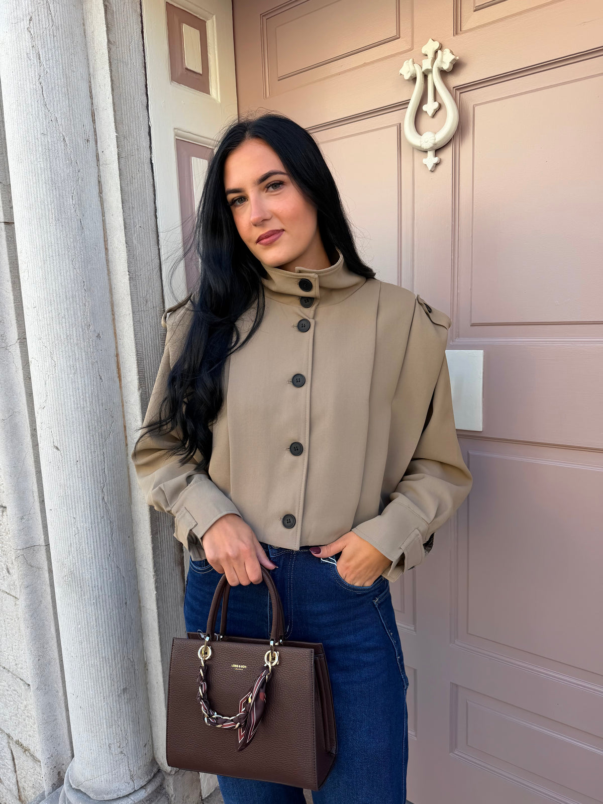 Taupe Cropped Jacket