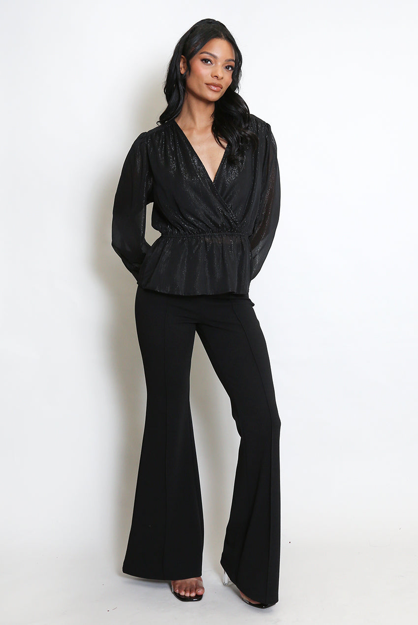 Black Seam Front Flare Trouser