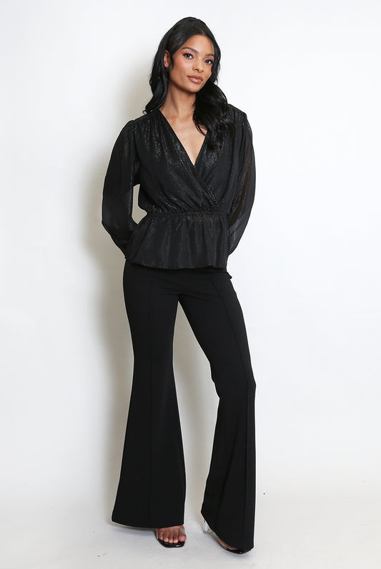 Black Seam Front Flare Trouser