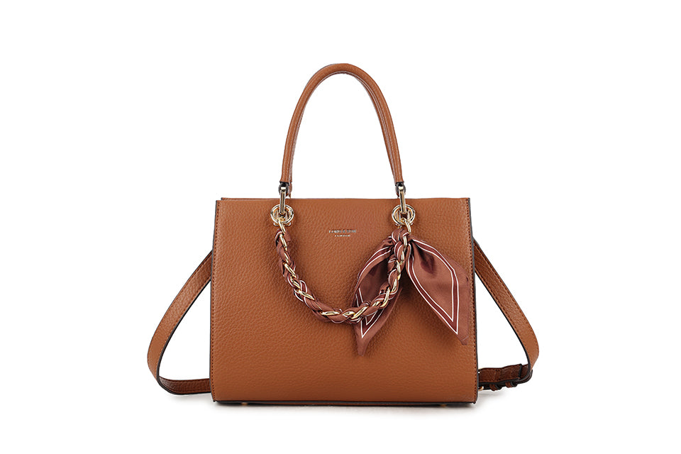 Gold Chain And Scarf Detail Handbag