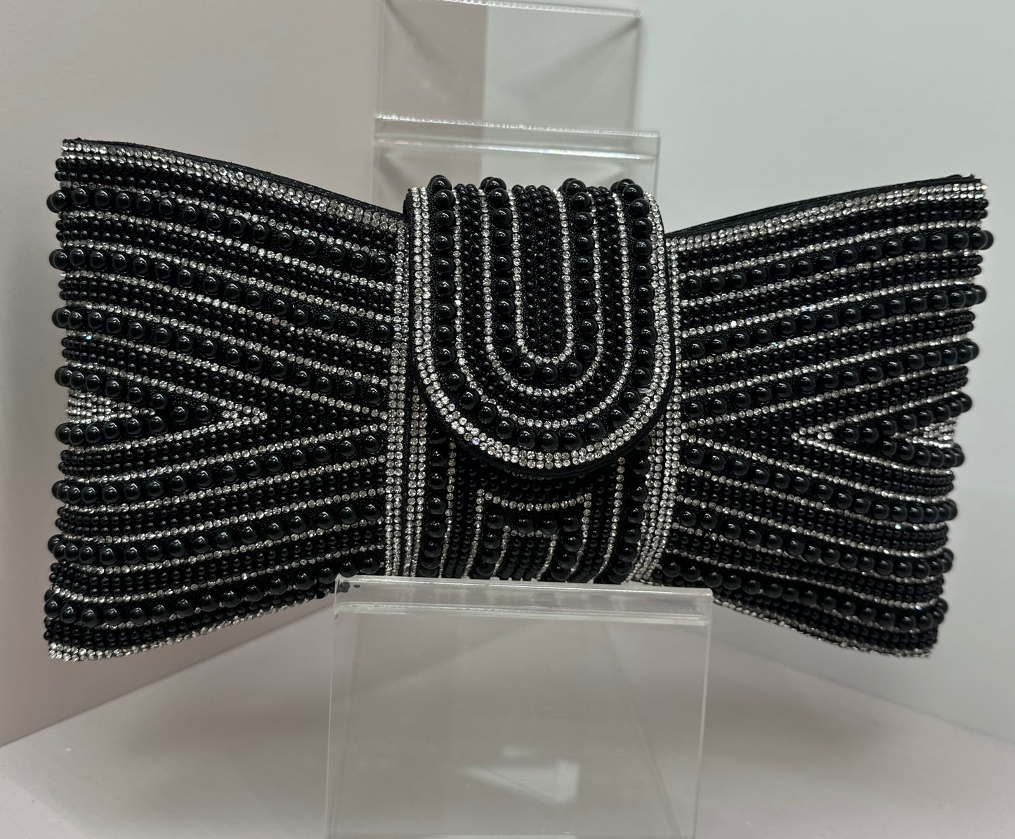 Black & Silver Beaded Clutch