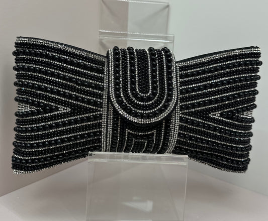 Black & Silver Beaded Clutch
