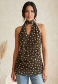 Brown Polka Dot Halter Neck Top