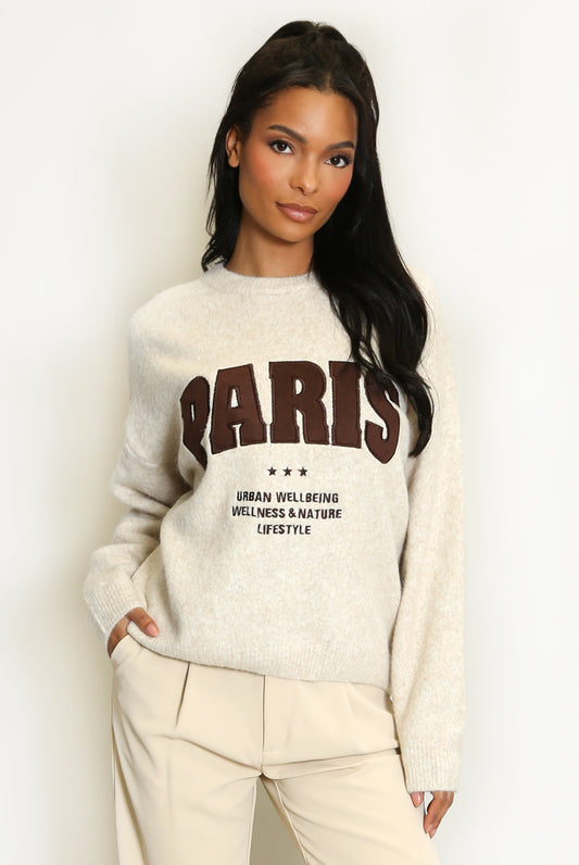Brown Wellness Slogan Wool Jumper