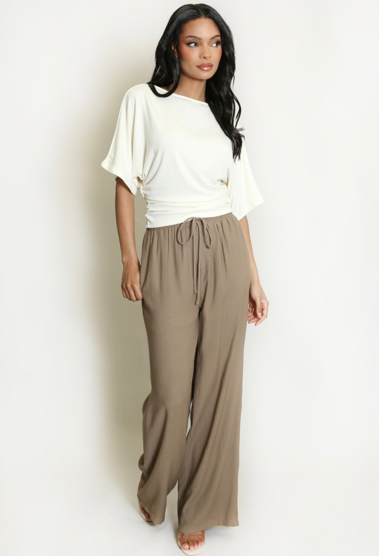 Taupe Drawstring Trousers