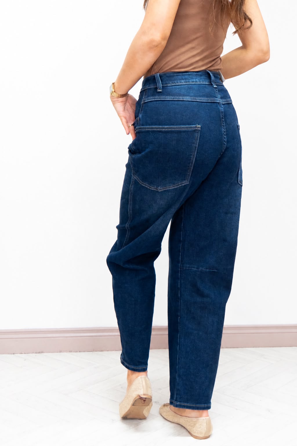 Blue Denim Barrel Jeans