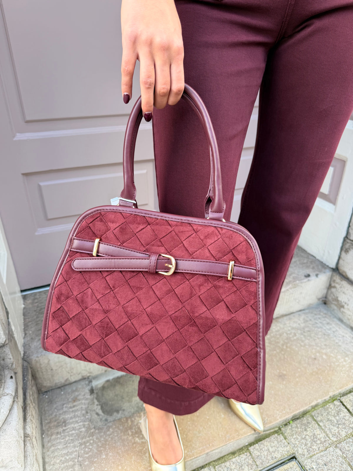 Pattern Detail Buckle Handbag