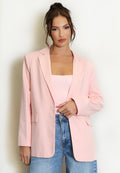 Pink One Button Cotton Blazer