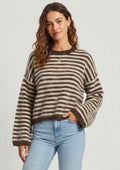 Brown Fluffy Knit Striped Jumper