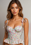 Mint Floral Peplum Bodice Top