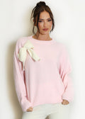 Fluffy Knit Jumper With Bow