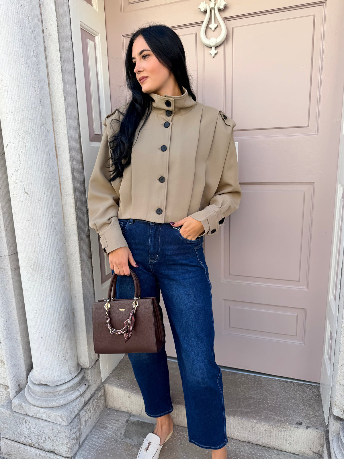 Taupe Cropped Jacket