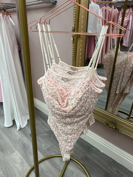 Pink Coloured Mesh Bodysuit