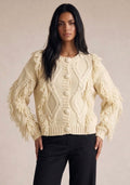 Beige Chunky Loop Knit Cable Cardigan