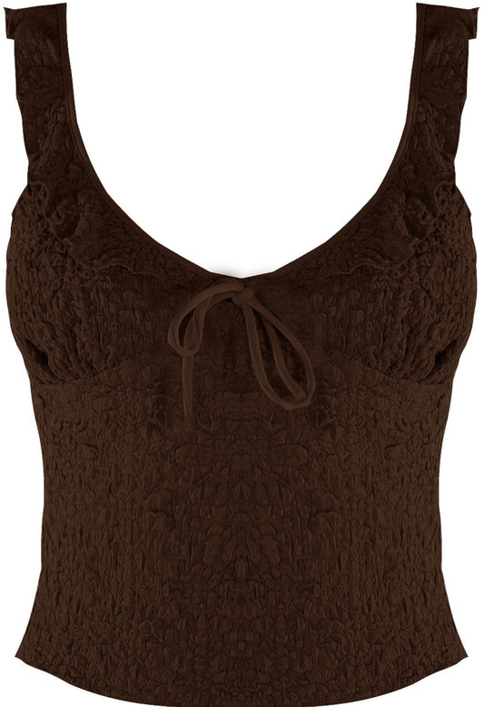 Brown Textured Milk Maid Top