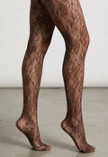 Brown Floral Fish Net Tights