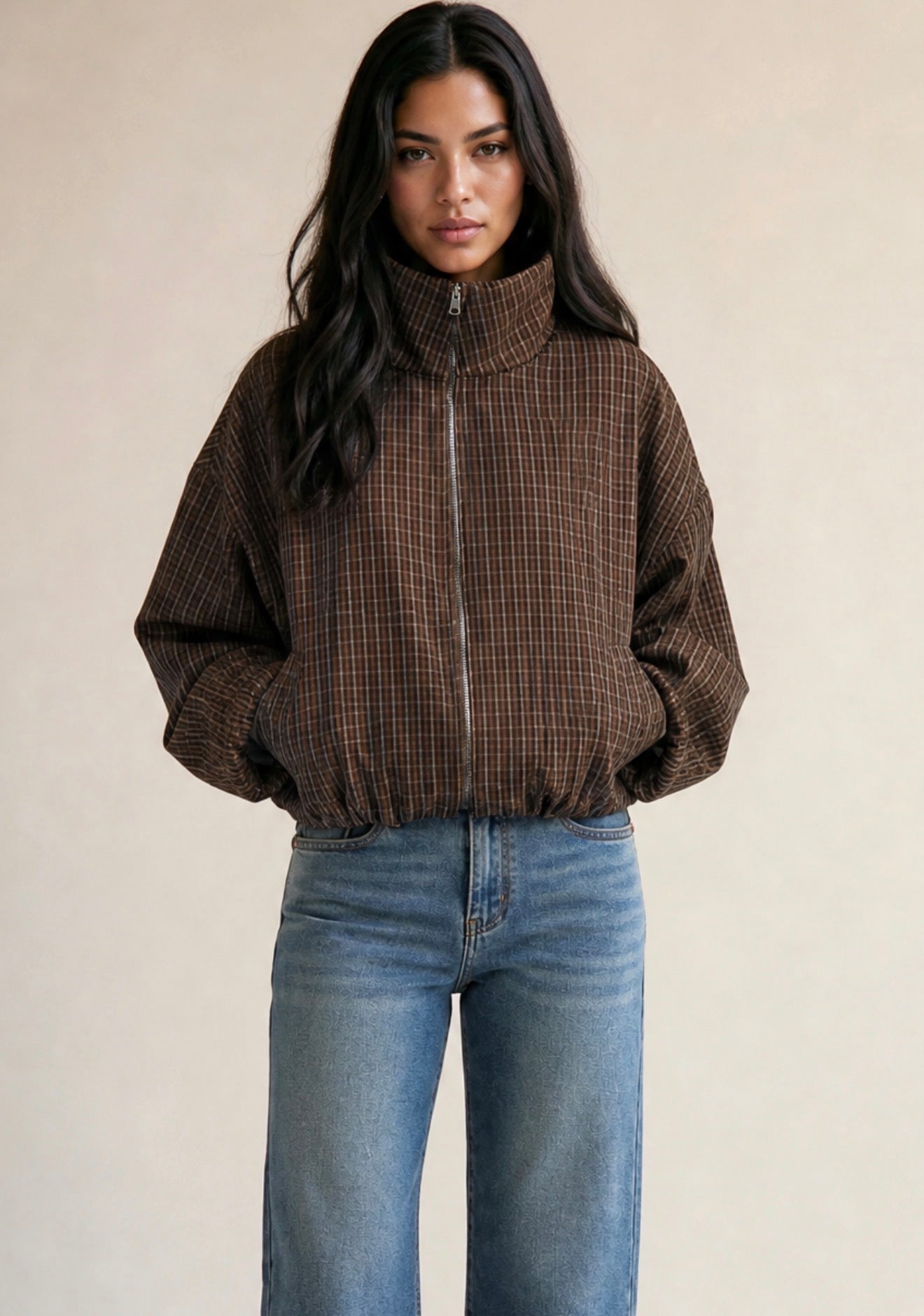 Brown Check Lightweight Jacket