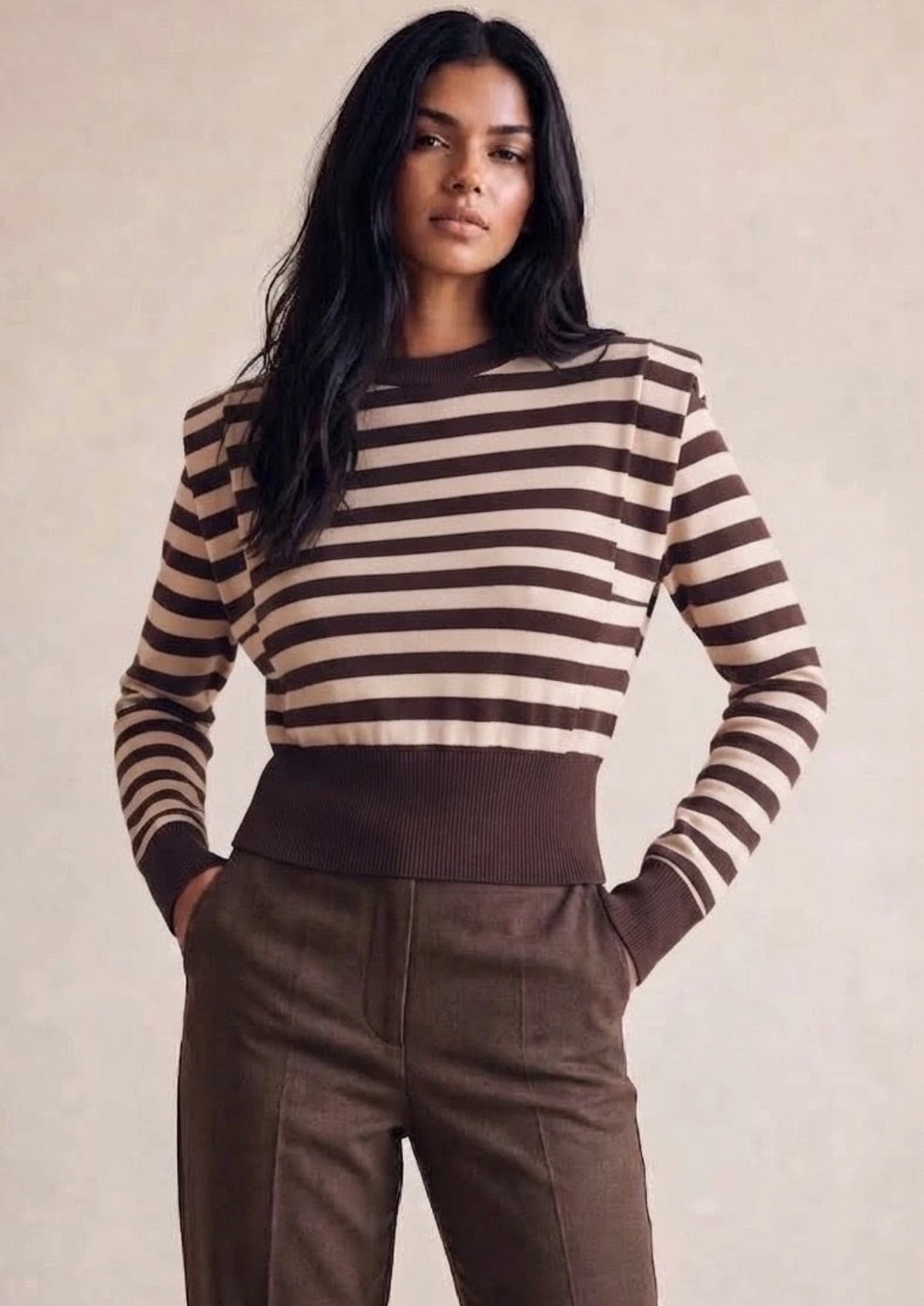 Striped Jumper With Padded Shoulders