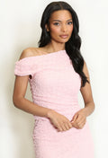 Pink Bobble Texture Asymmetric Top