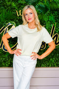 Lemon Pearl Detail Knit Top