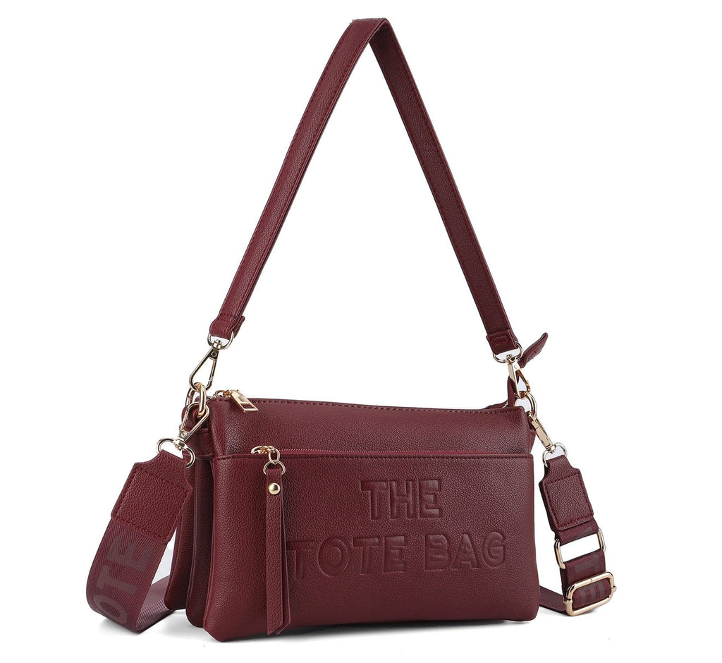Zip Top 3 Compartments Crossbody Handbag