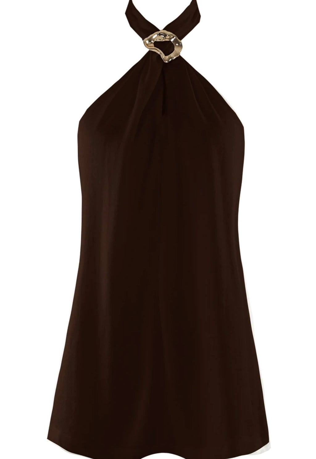 Brown Buckle Halter Top