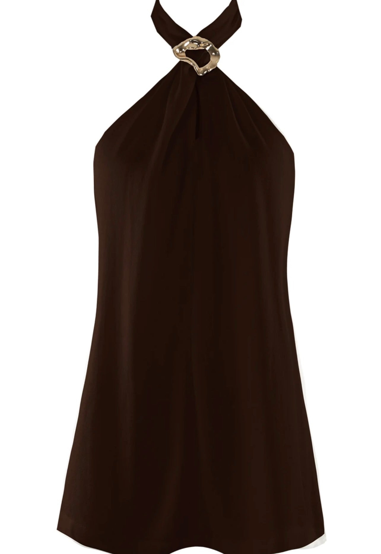 Brown Buckle Halter Top