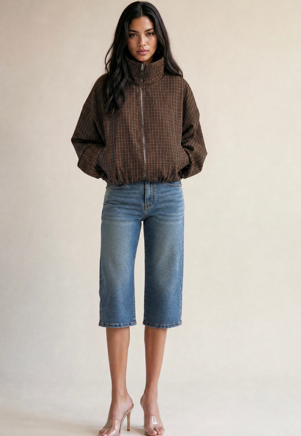 Brown Check Lightweight Jacket