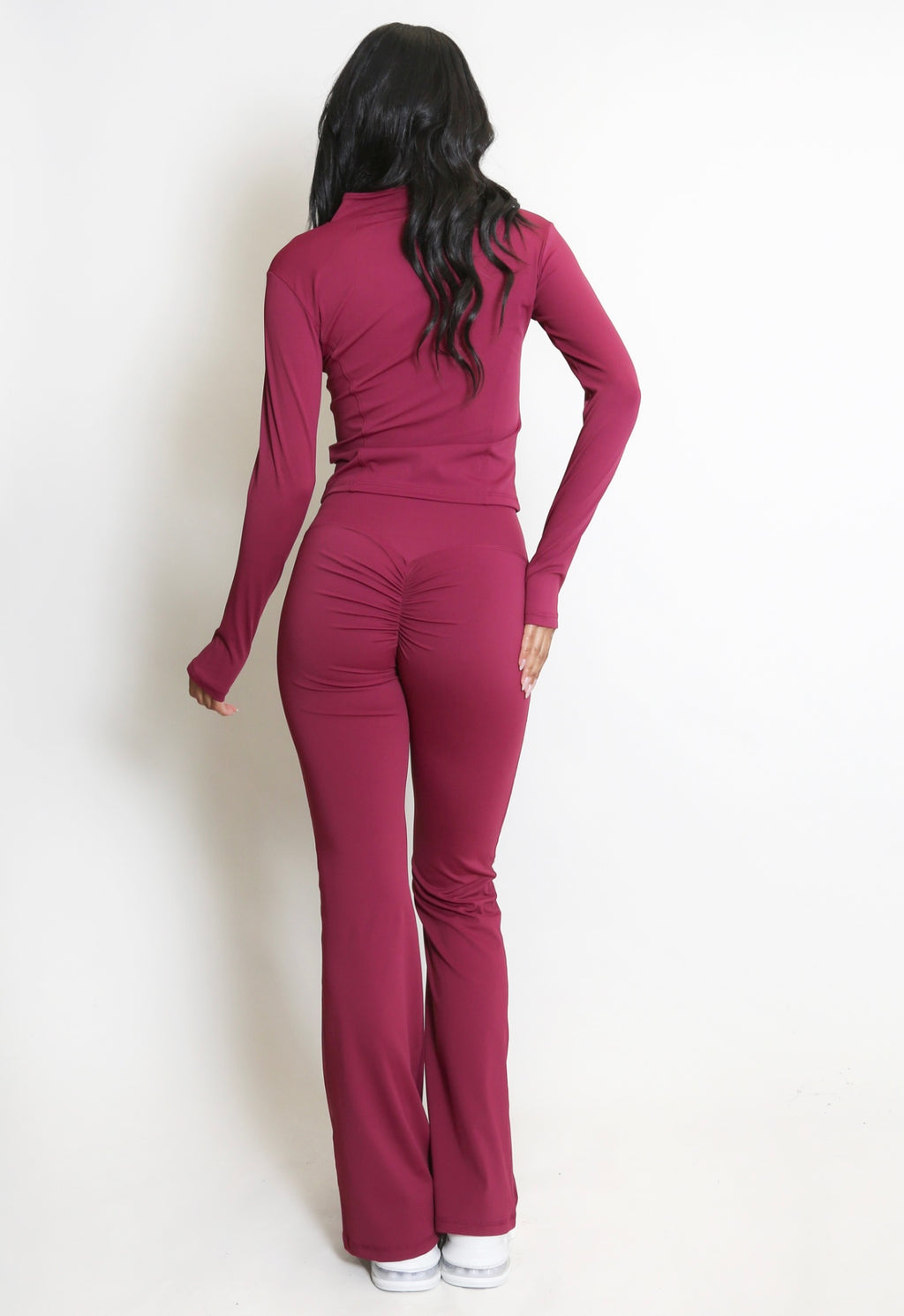 Active Zip Top And Push Up Flare Trouser Set