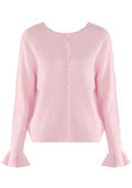 Pink Flute Cuffs Pearls Button Cardigan