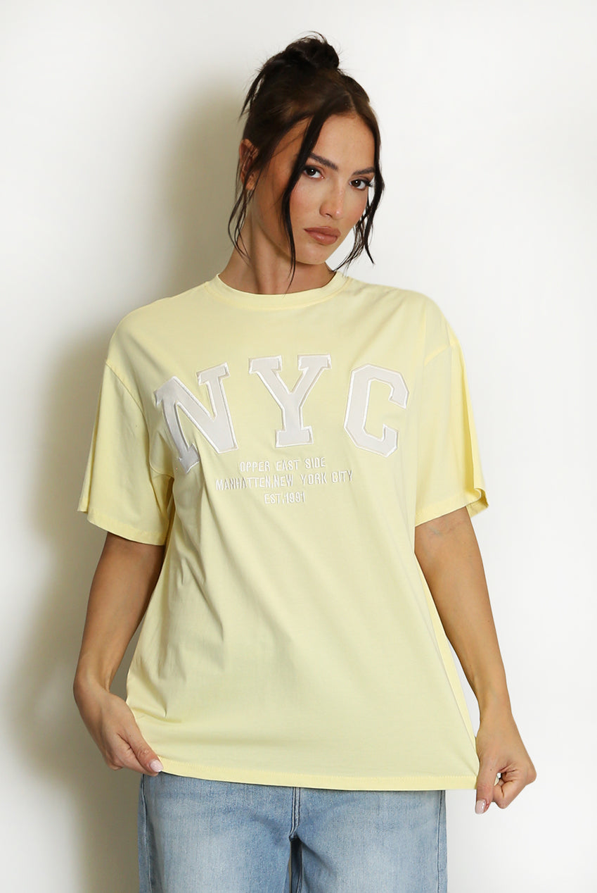 Lemon NYC Motif Slogan T-Shirt