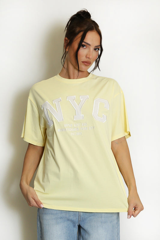 Lemon NYC Motif Slogan T-Shirt