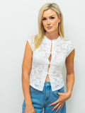 White Lace Button Up Top