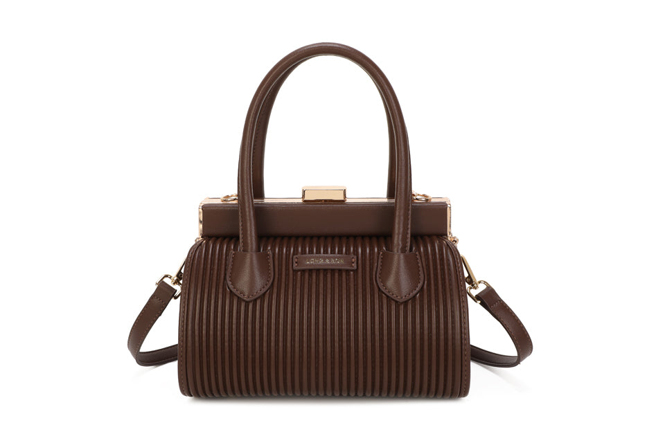 Ribbed Detail Gold Detail Buckle Hamdbag