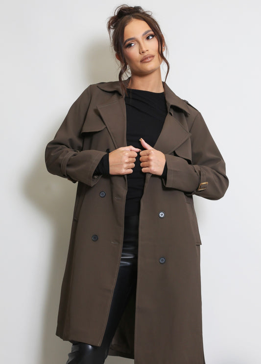 Brown Belted Trench Coat